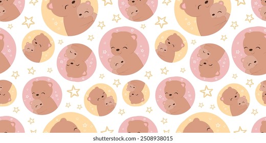 Cute baby bear seamless pattern, wallpaper, seamlessly