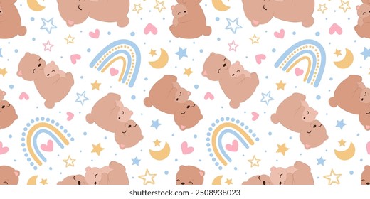 Cute baby bear seamless pattern, wallpaper, seamlessly
