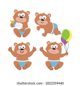 diseño de ilustración de vector simple de oso bebé lindo