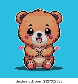 Cute baby bear sitting, Vector Illustration