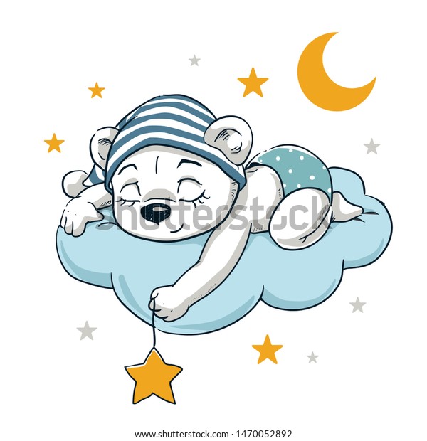 かわいいベビーベアーの睡眠イラストベクター画像 のベクター画像素材 ロイヤリティフリー