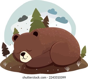 A Cute baby bear sleeping