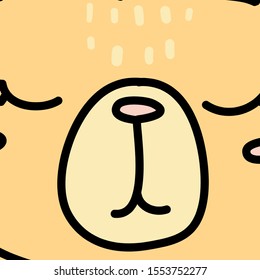Cute baby bear snout cartoon vector illustration. Hand drawn close up exotic animal face, muzzle. Flat design background with animal nose, eyes, mouth. Veterinary color poster, banner design idea