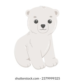 Un oso bebé. Dibujo infantil hecho a mano con vectores para niños. Animales polares aislados en blanco