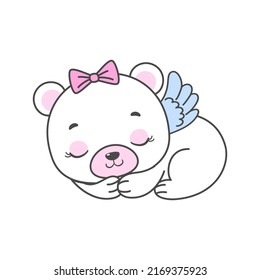 Cute baby bear. Vector illustration for girl.