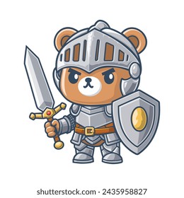 Cute baby bear warrior mascot