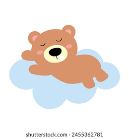 cute baby bear wih blue cloud sky