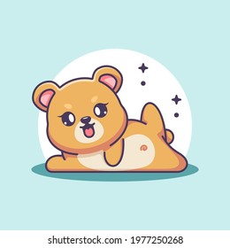 Cute baby bear yoga pose cartoon