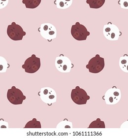 Cute baby bears. Seamless vector pattern. Pastel pink background