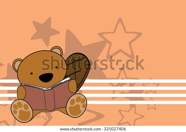 Cute Baby Beaver Reading Cartoon Vector Stock Vector (Royalty Free ...