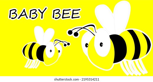 
Cute Baby Bee On A Flat Yellow Background