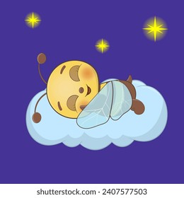 Cute baby bee vector character. Baby bee, baby shower illustration