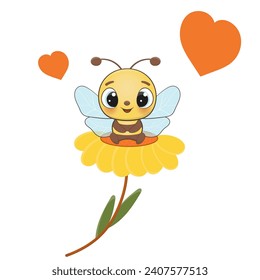 Carácter vector de abeja de bebé. Abeja bebé, ilustración de la ducha de bebé