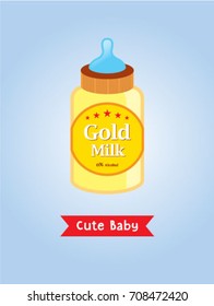 cute baby beer milk bottle greeting card vector