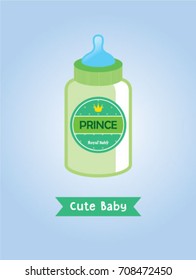 cute baby beer milk bottle greeting card vector