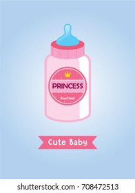 cute baby beer milk bottle greeting card vector