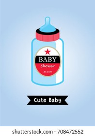 cute baby beer milk bottle greeting card vector