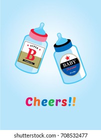 cute baby beer milk bottle cheers greeting card
