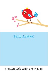 cute baby bird arrival greeting card