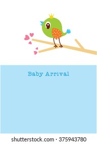 cute baby bird arrival greeting card