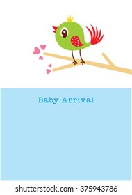 cute baby bird arrival greeting card
