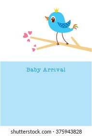 cute baby bird arrival greeting card