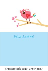 cute baby bird arrival greeting card