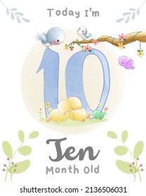 Cute baby Birds and ducks, Baby Milestone Cards Cute Animals