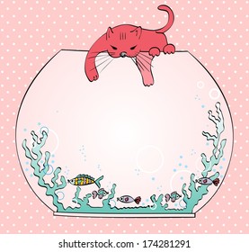 cute baby birthday card with a cat