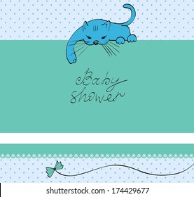 cute baby birthday card with a cat