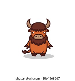 Cute Baby Bison Mascot Design