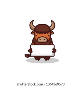 Cute Baby Bison Mascot Design