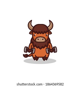 Cute baby bison mascot design