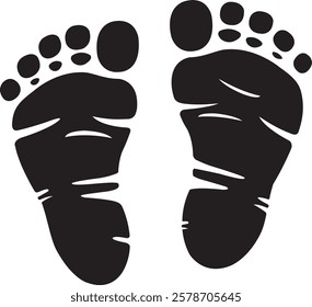 Cute Baby Black Foot Print Silhouette