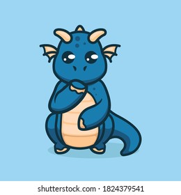 Cute baby blue dragon cute mascot design