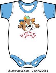 Cute baby bodysuit with bear design and joyful text
