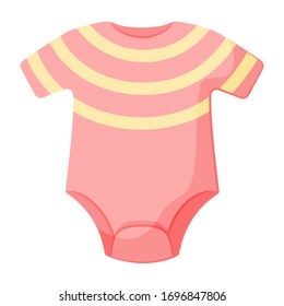 Cute baby bodysuit. Isolated on white background. Cartoon clothes for the newborn. Vector illustration. Great for children's design: greeting cards, postcards, stickers, banners, posters.