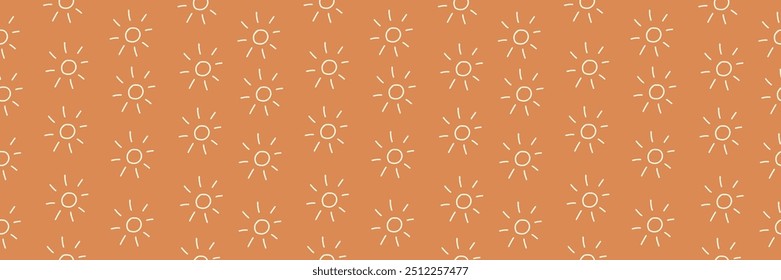 Cute baby boho seamless pattern with simple sun and star. Bohemian baby seamless pattern. Soft colors surface design for kids fabric and nursery decor. Gender neutral design. Vector Illustration