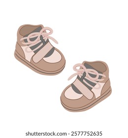 Cute baby booties. Winter season warm shoes footgear for children to protect legs from cold weather.  Isolated vector illustration on a white background.