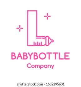 Cute baby bottle L letter with adorable design. This font suitable for shop and newborn business.
