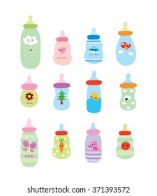 cute baby bottle vector collection