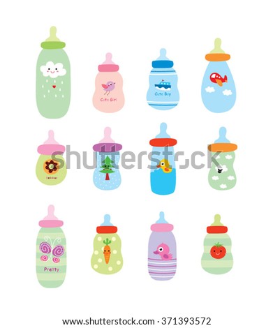 Cute Baby Bottle Vector Collection Stock Vector Royalty Free