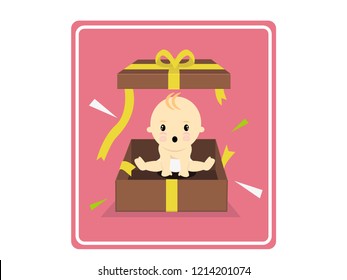 Cute baby boy action in the box