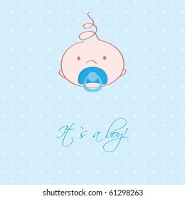 Cute baby boy arrival announcement card.