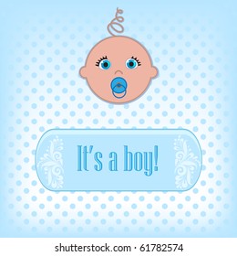 Cute baby boy arrival announcement card.