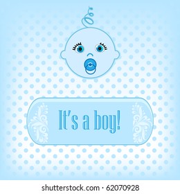 Cute baby boy arrival announcement card.