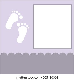 Cute baby boy arrival card. vector illustration