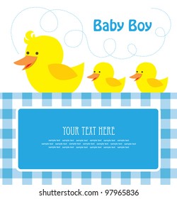 cute baby boy arrival card. vector illustration
