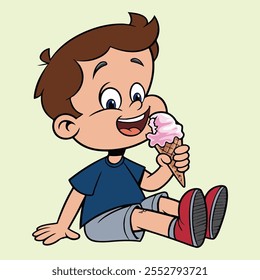Cute baby boy character Cartoon Vector Icon Illustration.