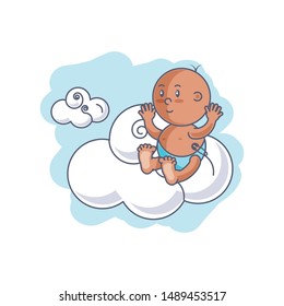 cute baby boy with cloud